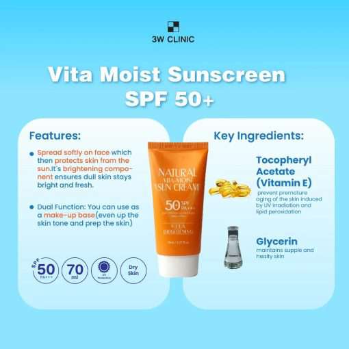 3W Clinic Natural Vita-Moist Sun Cream SPF 50+ PA+++