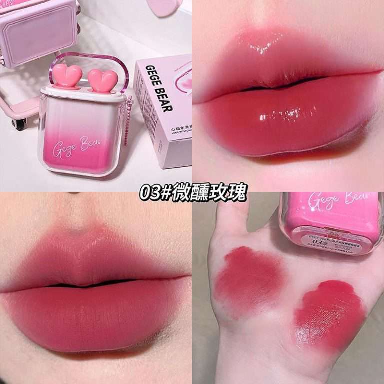 Gege Bear Heart Beating Earbuds Lipstick & Lip Gloss Combination