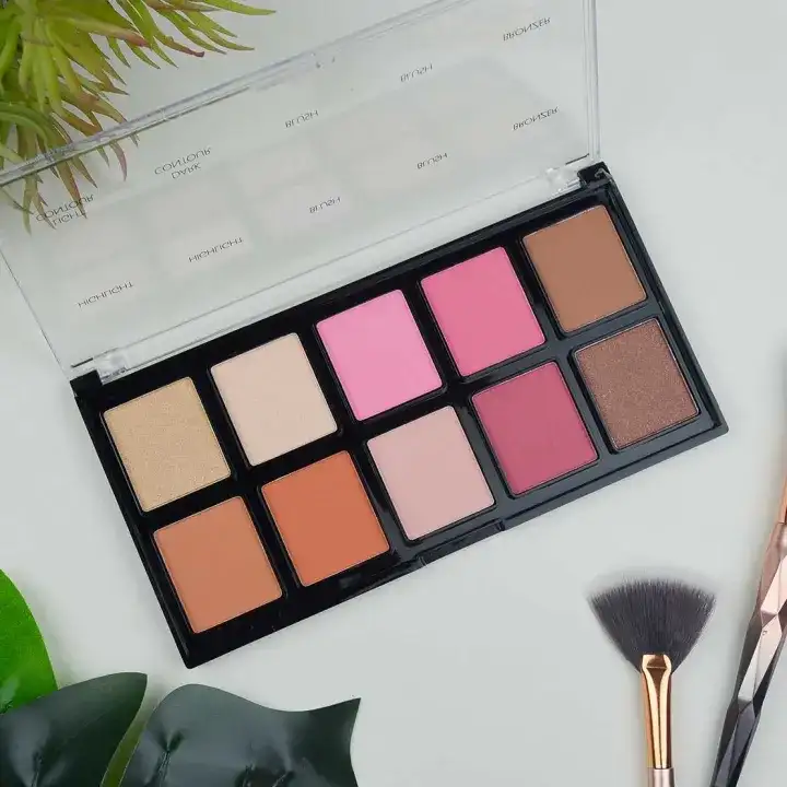 Chanlanya 10 Color Highlighter, Blush, Contour And Bronzer Palette