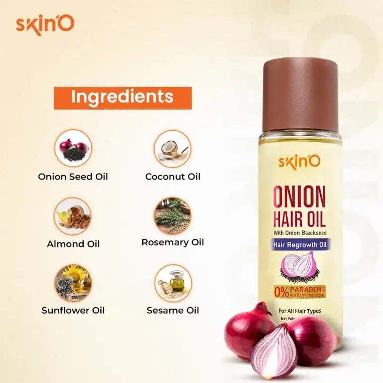 skin’O Onion Hair Oil With Onion Blackseed Hair Regrowth Oil 100ml
