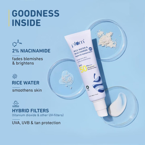 Plum Rice Water & Niacinamide 2% Hybrid Sunscreen (SPF 50, PA++++)