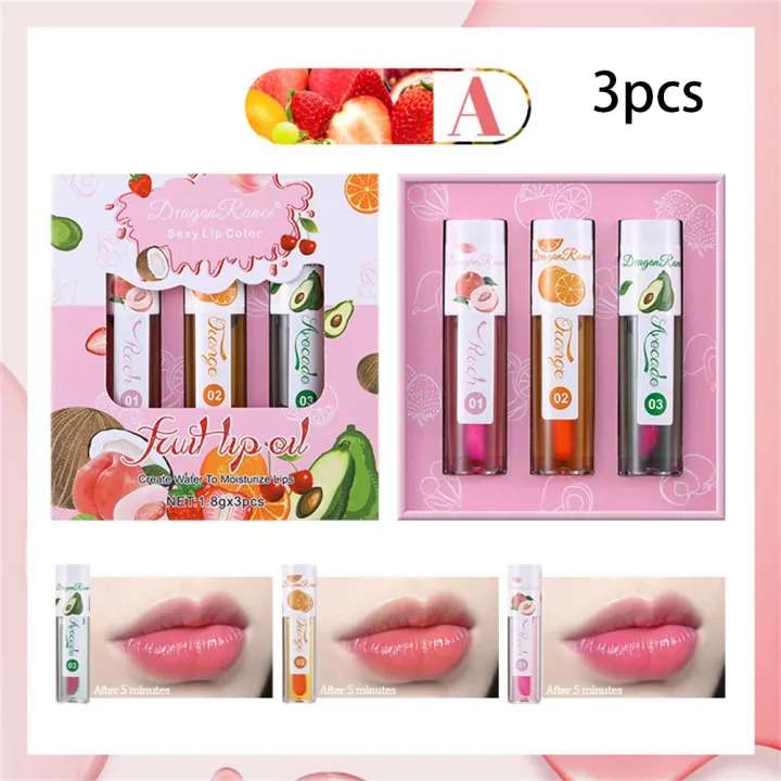 Dragon Ranee 3Pcs Fruit Lip Oil
