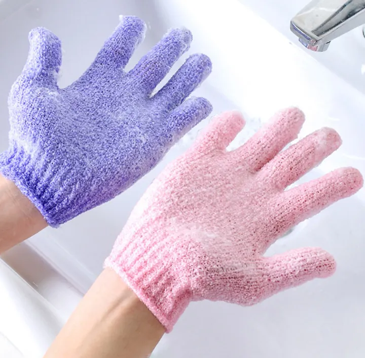 LMLTOP Double Sided Exfoliating Bath Gloves Body Scrubber