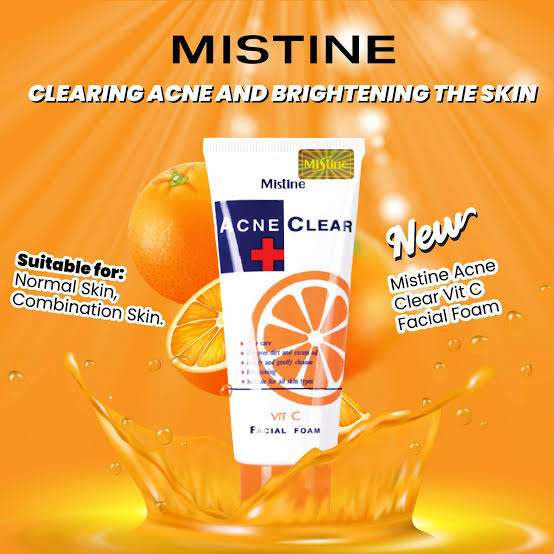 Mistine Acne Clear Vitamin C Facial Foam – 85g | Brightening & Anti-Acne Cleanser
